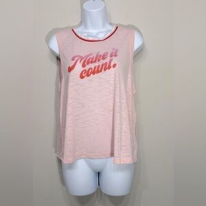 Old Navy Active Graphic Gym Tank Top Womens Sz M Pink Make It Count Cropped NEW
